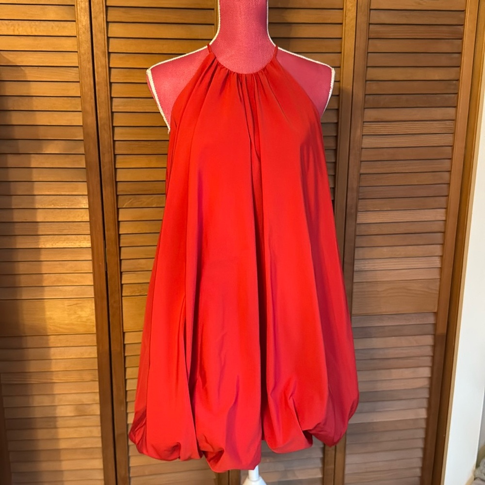Red Zara bubble dress mini size xl
